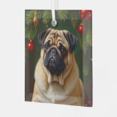 Pug Holiday  Ornament Aus Glas (Vorderseite links)