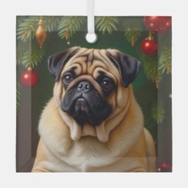Pug Holiday  Ornament Aus Glas