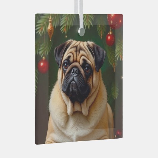 Pug Holiday  Ornament Aus Glas (Vorderseite Rechts)
