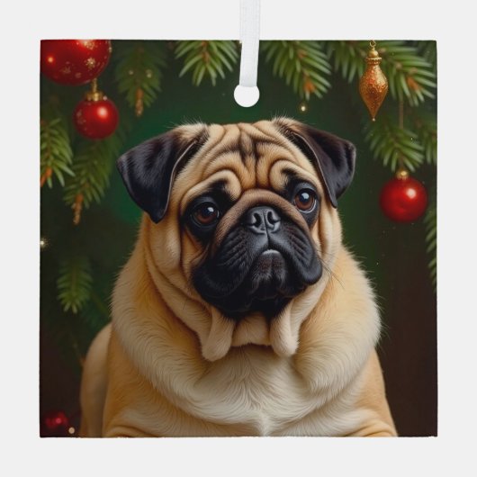 Pug Holiday  Ornament Aus Glas (Rückseite)
