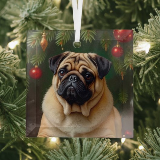 Pug Holiday  Ornament Aus Glas (Insitu)