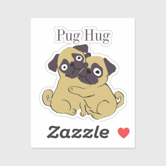 Pug hug aufkleber (Blatt)