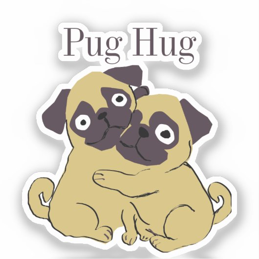 Pug hug aufkleber (Vorderseite)