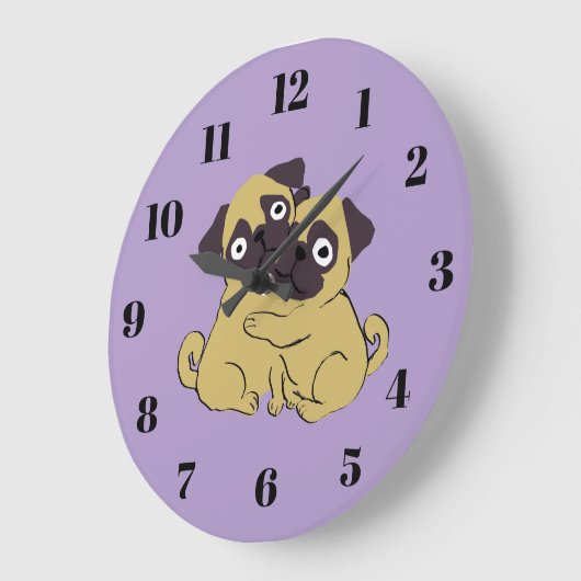 Pug hug große wanduhr (Winkel)
