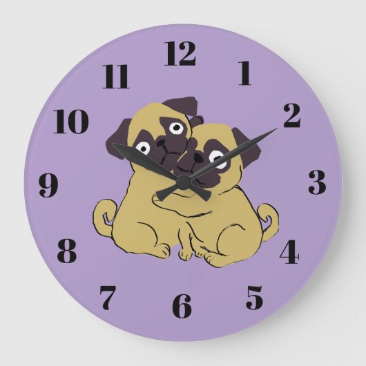 Pug hug  große wanduhr (Vorderseite)