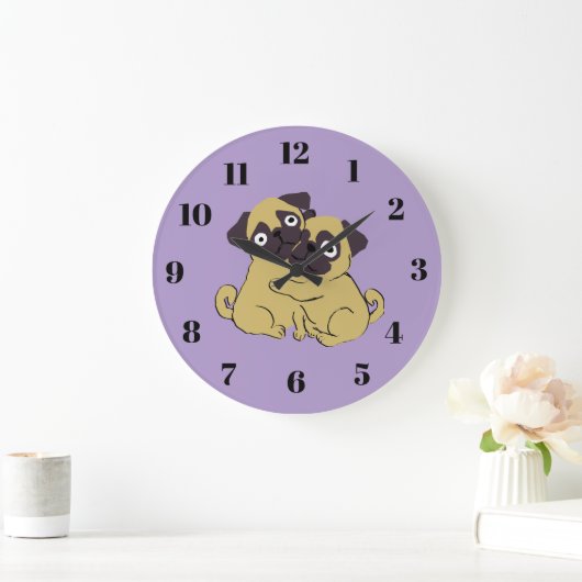 Pug hug große wanduhr (Zuhause)