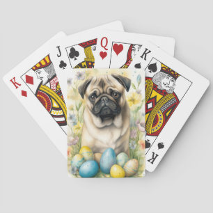 Pug-Hund mit Ostereiern Feiertag  Spielkarten