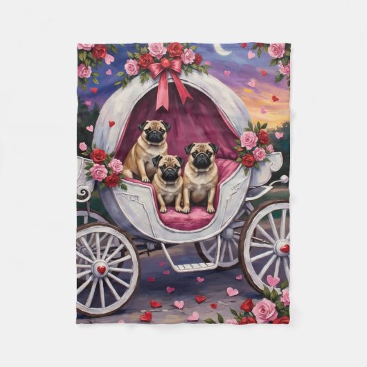 Pug Hund Valentinstag Fleecedecke (Vorderseite)