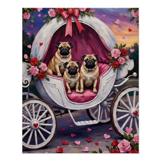 Pug Hund Valentinstag Poster (Vorderseite)