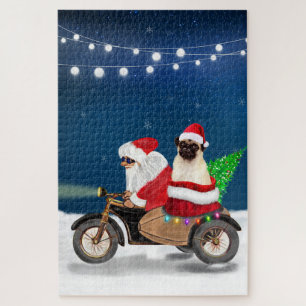 Pug-Hund Weihnachten Weihnachtsmann Puzzle