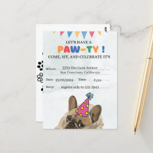 Pug-Hunde-Geburtstagsfeier Welpen-Paw-ty-Geburtsta Postkarte