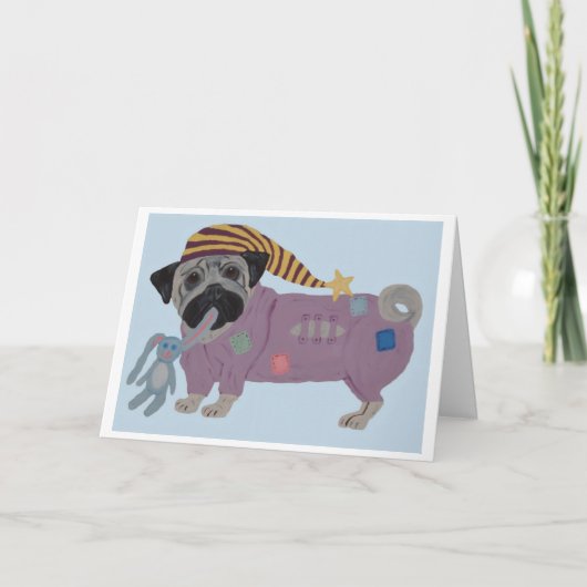 Pug in PJs  Karte (Vorderseite)