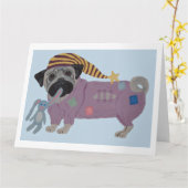 Pug in PJs  Karte (Gelbe Blume)