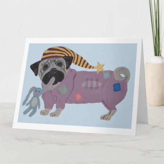 Pug in PJs  Karte (Vorderseite)