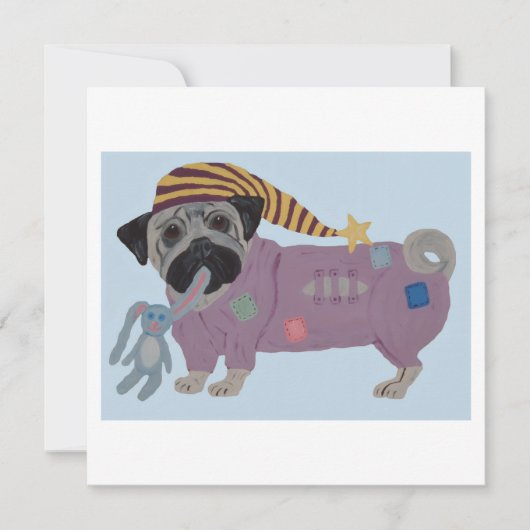 Pug in PJs  Karte (Vorderseite)