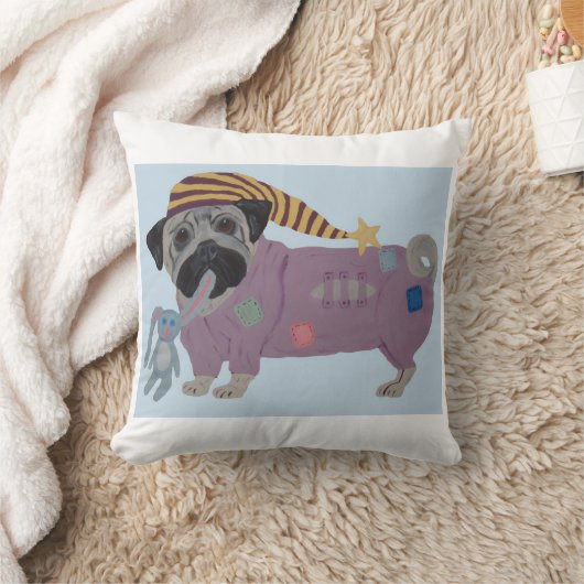 Pug in PJs  Kissen (Decke)