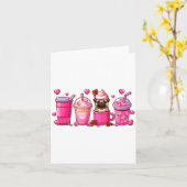 Pug Inside Cup Coffees Lover Valentines Day Heart  Karte (Gelbe Blume)