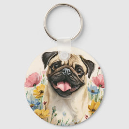 Pug Keychain – Watercolor Schlüsselanhänger