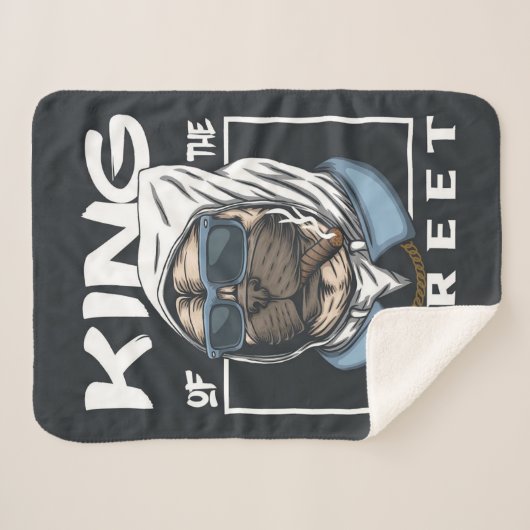 PUG King of the street Blanket Sherpadecke (Vorderseite (Horizontal))