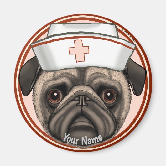 Pug Krankenschwester  Magnet (Vorne)