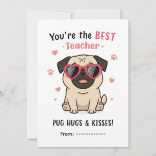 Pug Kuschelgrüße und Küsse Lehrer Valentinstagskar Feiertagskarte