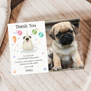 Pug Lässt Welpen-Hunde-Geburtstagsfeier Dankeschön Einladung