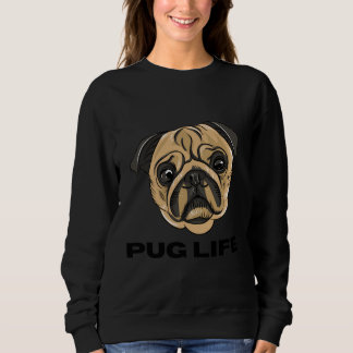 Pug Leben - Süßes Pug Gesicht Cartoon Sweatshirt