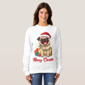 Pug Lichter & Weihnachtsfreuden Sweatshirt (Vorne ganz)