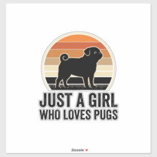 Pug Liebhaber Vintage Nur Ein Mädchen Hund Shirt D Aufkleber