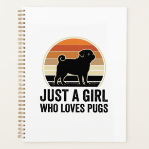 Pug Liebhaber Vintage Nur Ein Mädchen Hund Shirt D Planer