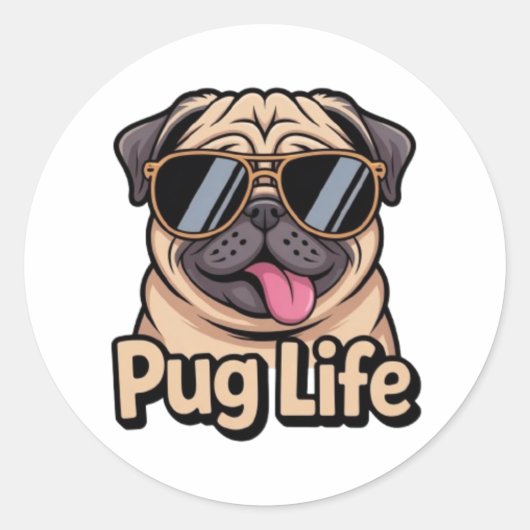 Pug Life Funny Pug Sunglasses Sticker Pug Lover Gi (Vorderseite)