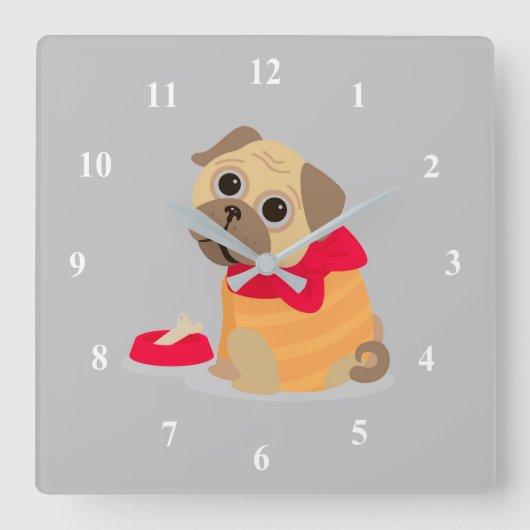 Pug Love adorable pug puppy dog Quadratische Wanduhr (Vorderseite)
