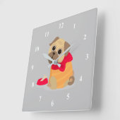 Pug Love adorable pug puppy dog Quadratische Wanduhr (Winkel)