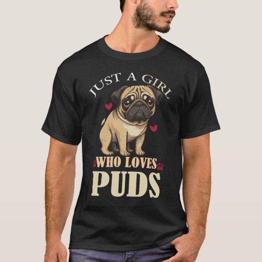 Pug Love Girl T-Shirt (Vorderseite)