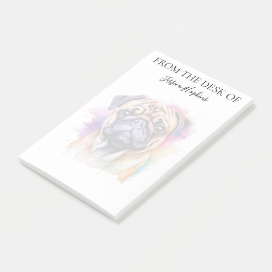 Pug Lover Monogrammed Dog Post-it Klebezettel (angewinkelt)