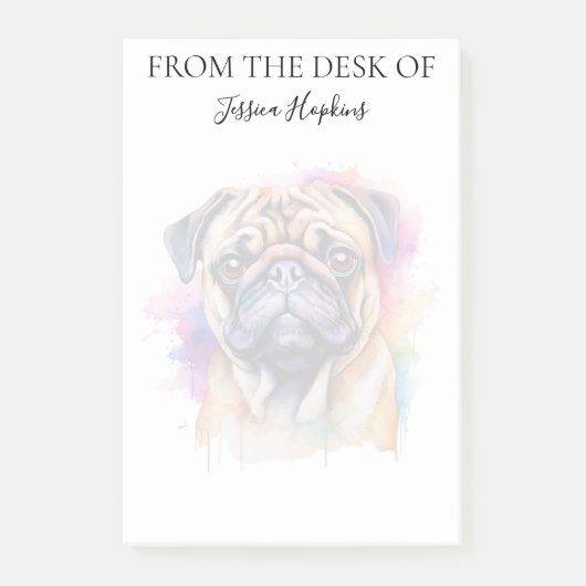 Pug Lover Monogrammed Dog Post-it Klebezettel (Vorderseite)