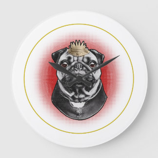 Pug Majesty  Große Wanduhr
