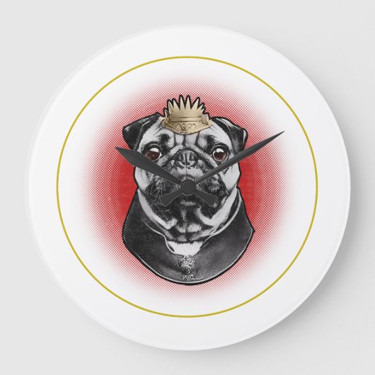 Pug Majesty Große Wanduhr (Vorderseite)
