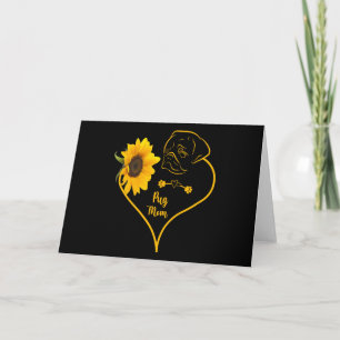 Pug-Mama mit Sonnenblume Pug-Liebhaber Muttertag Karte