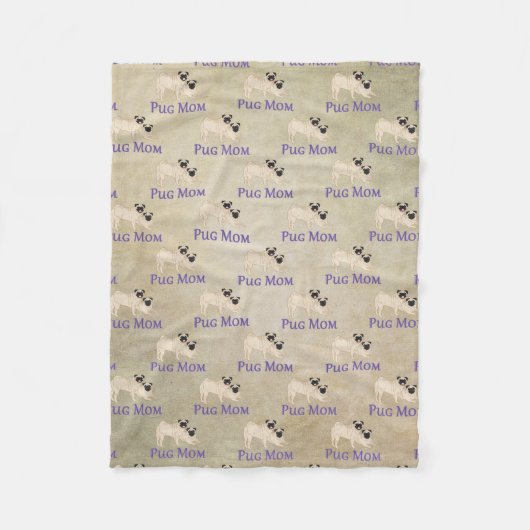Pug-Mama-Muster Erdiges Hintergrunddesign Fleecedecke (Vorderseite)