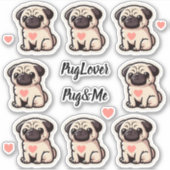 Pug&Me Set of Stickers Aufkleber (Vorderseite)