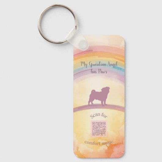 Pug Memorial Keychain with Music QR Code Schlüsselanhänger (Vorderseite)