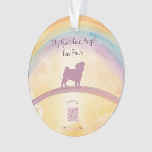 Pug Memorial Ornament with Grief Playlist (Vorderseite)