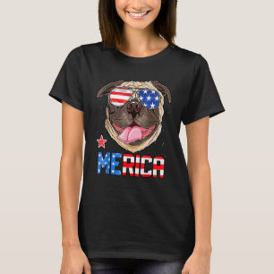 Pug Merica 4. Juli  Männer Kinder Jungen Mädchen H T-Shirt