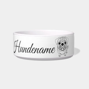Pug Minimalist Line Art personalized bowl Napf