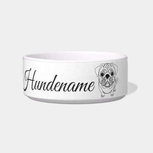 Pug Minimalist Line Art personalized bowl Napf (Vorderseite)