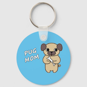 PUG MOM - Himmelblau Schlüsselanhänger