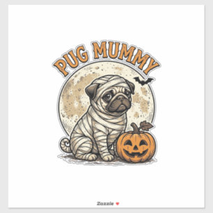 Pug-Mummy-Halloween-Vintage-Hunde-Shirt-Design_1 Aufkleber
