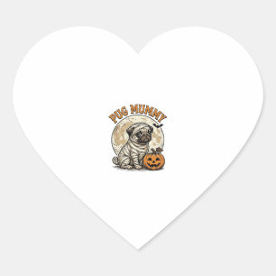 Pug-Mummy-Halloween-Vintage-Hunde-Shirt-Design_1 Herz-Aufkleber