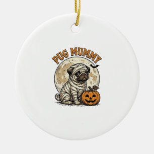 Pug-Mummy-Halloween-Vintage-Hunde-Shirt-Design_1 Keramik Ornament